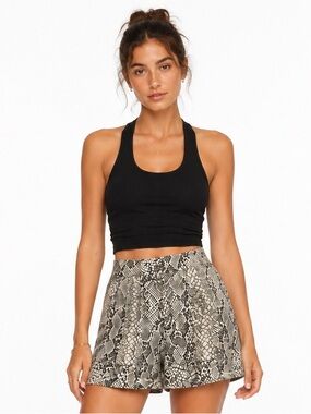 Babaton Aritzia Snake Print High Waist Shorts Neutral Size 00